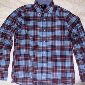 Boys Crown & Ivy Button Up Long Sleeve Blue Plaid Sz Med 10-12